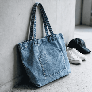 Custom Printed Cotton Denim Fashion Long <b>Tote</b> <b>Bags</b> Wholesale Eco-Friendly Reusable with Logo for Promotional Gifts - Product Image 3