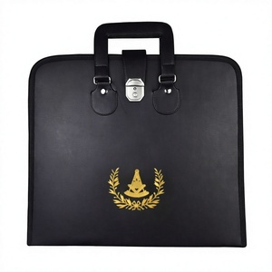 Master Blue Lodge Masonic Apron <b>Case</b> Handmade Leather Wool Embroidery Black Limitation Ceremonial Regalia Carry <b>Case</b> MM WM - Product Image 1