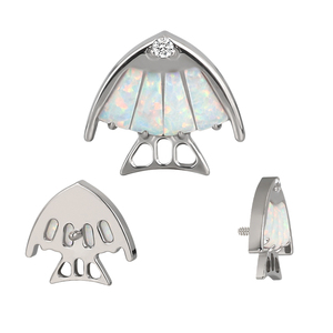 GZN Basic Jewelry Internally Threded Top 4 Baguette Opal Stone Fish Body CZ Eye <b>Titanium</b> Body Piercing Zircon Asscher Cut - Product Image 2