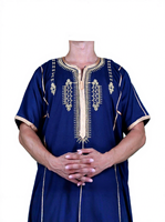 Túnica Marroquí Koshibo para Hombre, Thobe, Thawb, Túnica Árabe Saudí de Dubái, Kaftan, para la Mezquita o Fiestas, Manga Corta, Transpirable, Bordada, Boubou