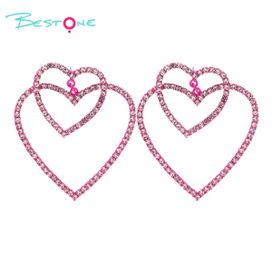 Nuevos pendientes de regalo del Día de San Valentín de Venta caliente lindos pendientes de corazón rosa de doble capa para mujeres listos para enviar - Product Image 2