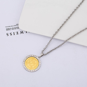 Collar de Acero Inoxidable para Hombre, Chapado en Oro de 18K, Colgante de Tai Chi Bagua, Joyería de Regalo - Product Image 4