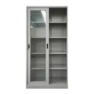 New design good price cupboard sliding door steel file cabinet metal glass door cupboard steel file cabinet