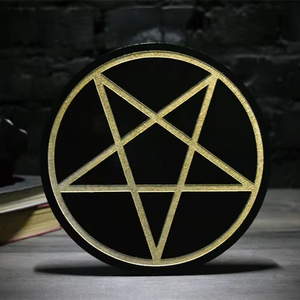 Personalizada madera brujería bruja Altar decoración pentagrama Círculo Mágico candelita <span class=keywords><strong>de</strong></span> madera portavelas ecológico pintado técnica - Product Image 5