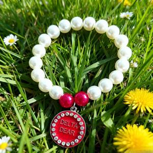 Aanpasbare Delta Lieve Griekse Studentenvereniging Handgemaakte Elastische Hanger Parel Armband Studentenvereniging Kralen Sprankelende Armband Cadeau - Product Image 5