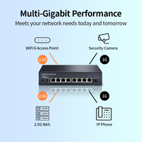 Commutateur réseau de bureau non géré 8 ports RJ45 2.5 Gb/s avec capacité de commutateur ethernet QoS 10G logiciel matériel informatique