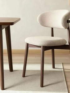 Chaise de salle à manger en bois massif de style nordique, avec coussin en tissu de coton et lin, dossier écologique, imperméable, facile à nettoyer, meubles pour la maison - Product Image 3