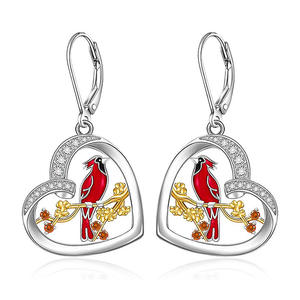 Pendientes de Corazón Blancos Champán, Plata 925, Baño de Rodio, Cristal, Engaste de Bisel con Pedrería, Románticos, para Uso Diario de Mujer - Product Image 1