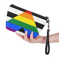 Pochette cosmétique personnalisée en similicuir PU, thème Arc-en-ciel Straight Ally, pour les voyages, le rangement sur coiffeuse et la vente en gros