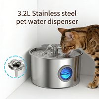 Dispensador de Agua Automático para Mascotas de Acero Inoxidable de 3.2l, Personalizable, Digital, de Gran Capacidad y Bajo Ruido