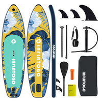 Planche à pagaie gonflable InflaToGo 10' tout usage en PVC Drop Stitch, étanche et pliable, avec pompe, aileron et kit de réparation pour adolescents