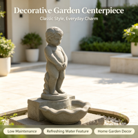 Fontaine en pierre avec statue d'enfant, style européen, décoration de jardin, villa, intérieur, extérieur