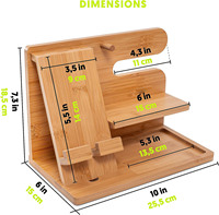 Vente en gros de présentoir de portefeuille en bambou porte-clés de voiture station d'accueil de téléphone en bois pour hommes organisateur de bureau support de rangement