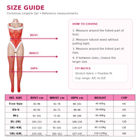 Bodystocking de Noël sexy en dentelle rouge transparente avec bordure en fourrure blanche, collier en dentelle, nylon et élasthanne très extensibles, taille unique, lingerie de Noël