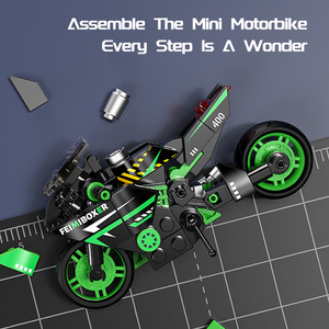 FEIMIBOX FL5484 MINIBIKE Collezione Moto - Black Warrior 400 Blocchi di Costruzione in Plastica ABS Espositore Regalo per Appassionati Classici - Product Image 2