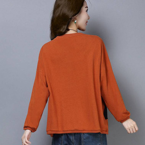 Women's Cotton Long Sleeve Loose T-Shirt Plus Size Round Neck <b>Patchwork</b> Star Applique Casual Autumn Spring Korean Style <b>Top</b> - Product Image 5