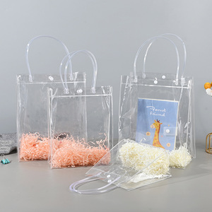 Sac à fermeture éclair en PVC transparent personnalisé, estampage à chaud, recyclable, respectueux de l'environnement, sac promotionnel, sac de shopping avec poignées, supermarché - Product Image 1