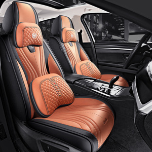 Fundas de Asiento de Coche de PU de Lujo, Impermeables, Antideslizantes, Duraderas, Universales, para Cinco Asientos, para Todas las Estaciones, con Cojines y Almohadas - Product Image 1