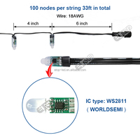 Etop DC12V 12mm WS2811 RGB 18awg kawat hitam Rgb warna penuh Ip68 peluru Led Pixel lampu tahan air fleksibel lampu Led String