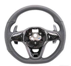 Ventes directes d'usine YLC, cuir perforé, fibre de carbone, surpiqûres noires pour volant de voiture <span class=keywords><strong>Volkswagen</strong></span> Golf 7 MK7 MK8 - Product Image 2