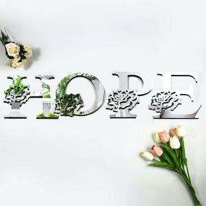 Pegatina de Pared de Letras de Acrílico con Diseño de Rosa de 20 cm, Decoración de Pared para Sala de Estar de Hotel, Pegatina de Pared con Respaldo Autoadhesivo - Product Image 6
