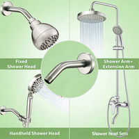 Bras de douche moderne en acier inoxydable de 14 pouces avec bride, extension de pommeau de douche pluie à 90 degrés, finition nickel brossé, pour douche de salle de bain simple