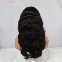 Peluca de Cabello Humano 100% Natural con Frente de Encaje HD 13x4, Color Natural, Ondulado, 250% de Densidad, Sin Pegamento
