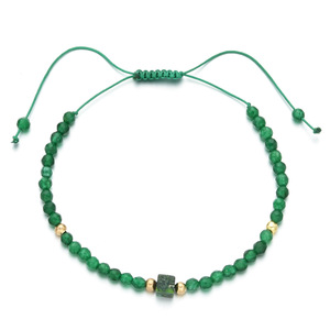 Bohemian Natural 4MM Stone Square Colorful Emperor Stone Stainless Steel Beads Women's Simple Design Macrame <strong>Beaded</strong> Brace - Product Image 5