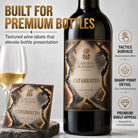 Étiquettes de bouteilles de vin personnalisées de qualité supérieure, papier texturé gaufré Reptile, autocollants en rouleau auto-adhésifs avec feuille métallique