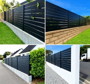 Clôture en aluminium noir avec revêtement en poudre, barreaux horizontaux, clôture d'intimité - Product Image 3