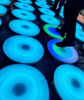 Lumières LED interactives en forme de briques, piste de danse, capteur de pression, lumière circulaire, scène 3D, acier inoxydable lumineux, IP67, mariage, 50 cm, RGB