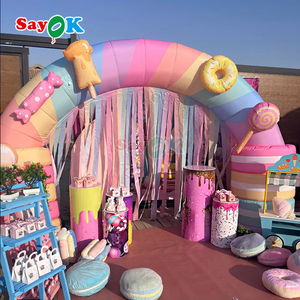 Sayok Hồng <span class=keywords><strong>Inflatable</strong></span> tiệc sinh nhật vòm cổng kẹo Donut <span class=keywords><strong>Inflatable</strong></span> cổng tò vò cho ngoài trời tổ chức sự kiện - Product Image 1