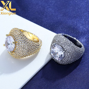 Wholesale Unisex Classic Style <b>Iced</b> Zircon <b>Ring</b> Full Diamond Gold/Silver Plated Alloy Jewelry for Gift Party Anniversary - Product Image 6