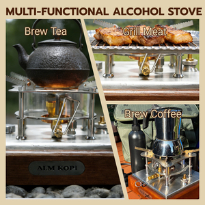 Réchaud à alcool de table haut de gamme, brûleur à spiritueux en acier inoxydable avec supports de casserole réglables pour la préparation du café et la restauration - Product Image 4