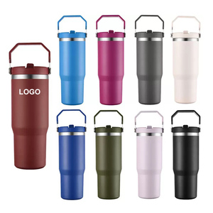 Vaso Térmico Personalizado de 30oz con Tapa Abatible, Pajita y Asa, de Acero Inoxidable de Doble Pared con Aislamiento al Vacío, Botella de Agua - Product Image 1