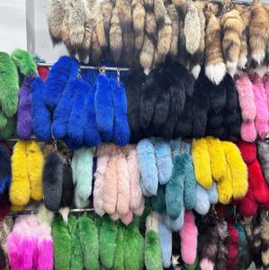 毛皮の尾のキーリング動物の尾装飾アクセサリー天然毛皮の尾のキーチェーン卸売染め色 - Product Image 4