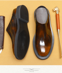 High Quality Spring Autumn Fashion Leather Baotou Shoes Waterproof Business Casual <b>Half</b>-Slippers Couple Lazy Shoes - Product Image 5