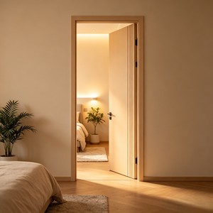Ensemble de portes intérieures modernes en bois composite massif de haute qualité, résistantes au feu et à l'<span class=keywords><strong>humidité</strong></span>, écologiques, pour hôtel et villa - Product Image 1