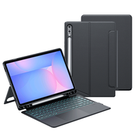 Nouveau clavier rétroéclairé RVB 7 couleurs avec coque magnétique amovible pour Tab S10 FE+ 13,1 pouces - Sans fil et pavé tactile