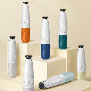 Paraguas de Plumas Ultraligero con Protección Solar, Plegable en Tres Secciones, con Bloques de Color, para Damas, Venta al Por Mayor - Product Image 1