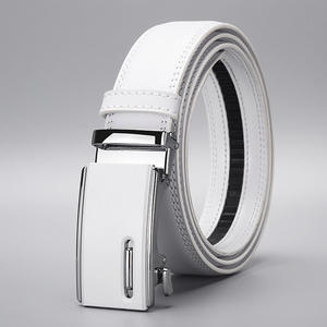 Cinturón Casual Rectangular de Cuero Vacuno con Hebilla Automática Blanca para Hombre, Estilo Duradero y de Ocio, Tiyo ABB0188, Trenzado Sólido - Product Image 1
