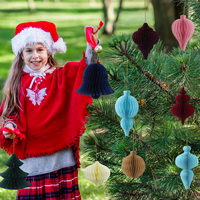 Personnalisé 3D Noël Papier Nid D'abeille Boules Fête Pompons Arbre De Noël Fête De Noël Maison Vacances Décor papier lanterne ornements
