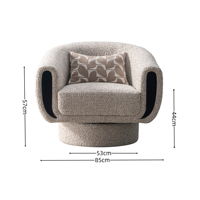 Fauteuil d'appoint de luxe moderne avec cadre en bois massif, revêtement amovible en bouclette douce, mousse en polyester pour salon