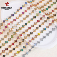 Colliers de tennis délicats en acier inoxydable plaqué or PVD 18K, avec cristaux multicolores, trèfle et fleur colorée, style luxe léger pour femme