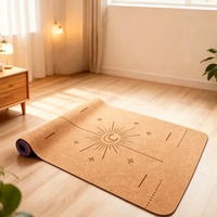 Matras Yoga Cork TPE Anti-Slip Tebal dengan Garis Penanda untuk Inversi, Cocok untuk Kebugaran di Rumah, Wanita dan Unisex