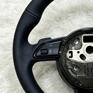Volant en cuir noir pour <span class=keywords><strong>Audi</strong></span> S1 S4 S5 S7 S8 A3 A4 A5 S3 A6 A1 B9 B8.5 B8 R8 TTRS TTS Q3 <span class=keywords><strong>TT</strong></span> Q5 – Vente Flash - Product Image 2