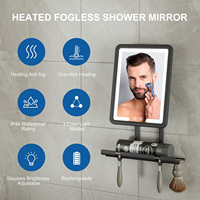 Fabricants de logo personnalisé incassable noir voyage anti-buée chauffant avec lumière LED miroir portable miroir de rasage sans buée douche