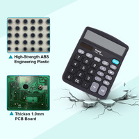 Calculatrice électronique de bureau Foska à 12 chiffres avec grand écran LCD, double alimentation (solaire et pile), boutons sensibles pour le bureau