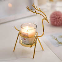 Porte-bougie créatif en fil de fer en forme de cerf, fait main, durable, écologique, décoration d'intérieur pour Noël et Pâques