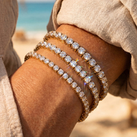 Bracelet Tennis Polyvalent en Acier Inoxydable 316 HTCB10 Incrusté de Zircons Cubiques AAAAA Scintillants, Résistant à l'Eau